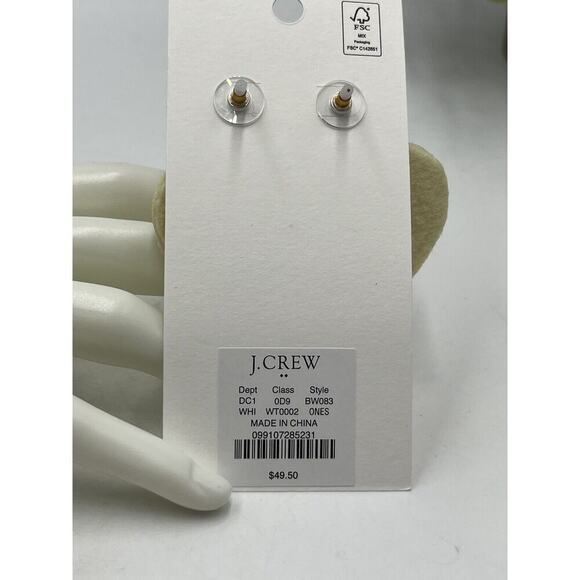 J. Crew Factory Beaded Heart Statement Earrings in Pearl Multi Gold Plated New - Picture 6 of 8